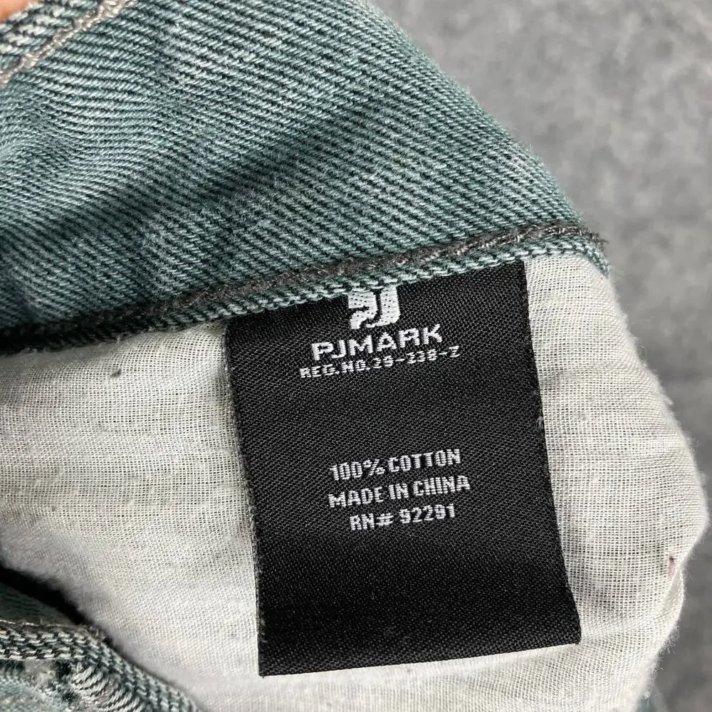PJMark Straight Leg Jeans Mens Size 44x32 Green Relaxed Fit Denim Casual Vintage